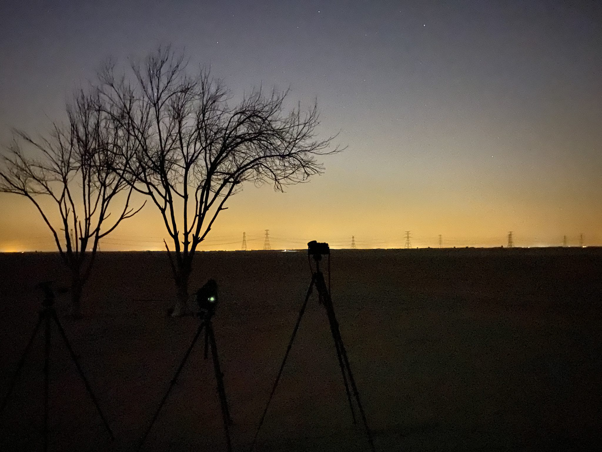 Photography equipment setup to capture star trails